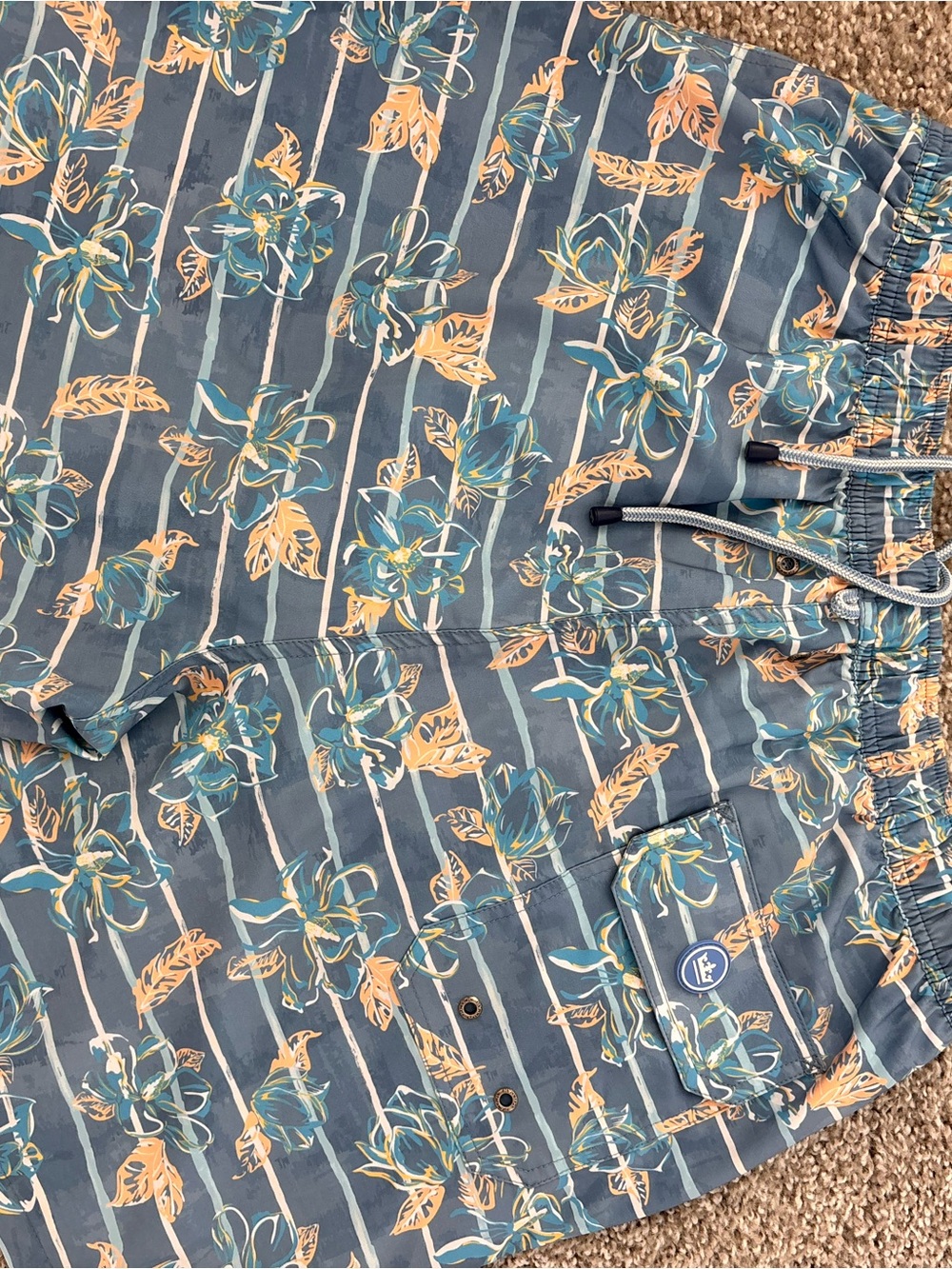 Peter Millar Blue Floral Seaside Swim Shorts